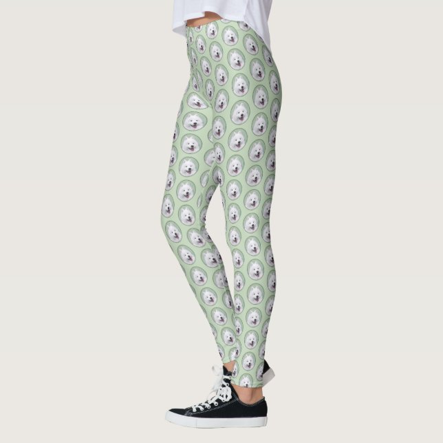 Samoyed Painting - Cute Original Dog Art Leggings (Left)