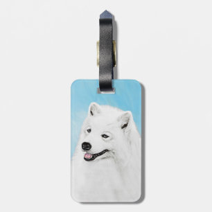 Samoyed Painting - Cute Original Dog Art Luggage Tag