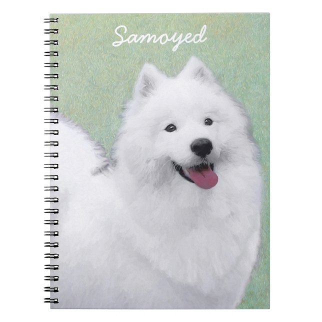 Samoyed Painting - Cute Original Dog Art Notebook (Front)