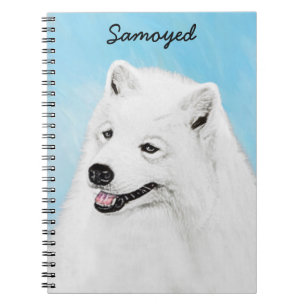 Samoyed Painting - Cute Original Dog Art Notebook