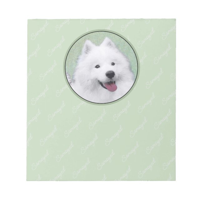 Samoyed Painting - Cute Original Dog Art Notepad (Front)