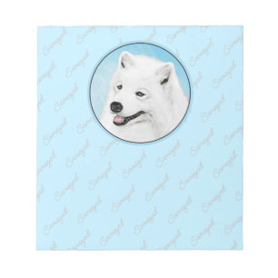 Samoyed Painting - Cute Original Dog Art Notepad