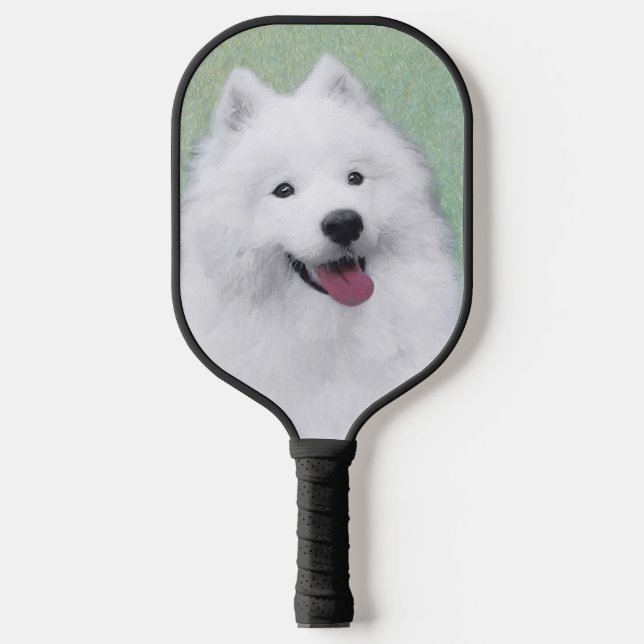 Samoyed Painting - Cute Original Dog Art Pickleball Paddle (Front)