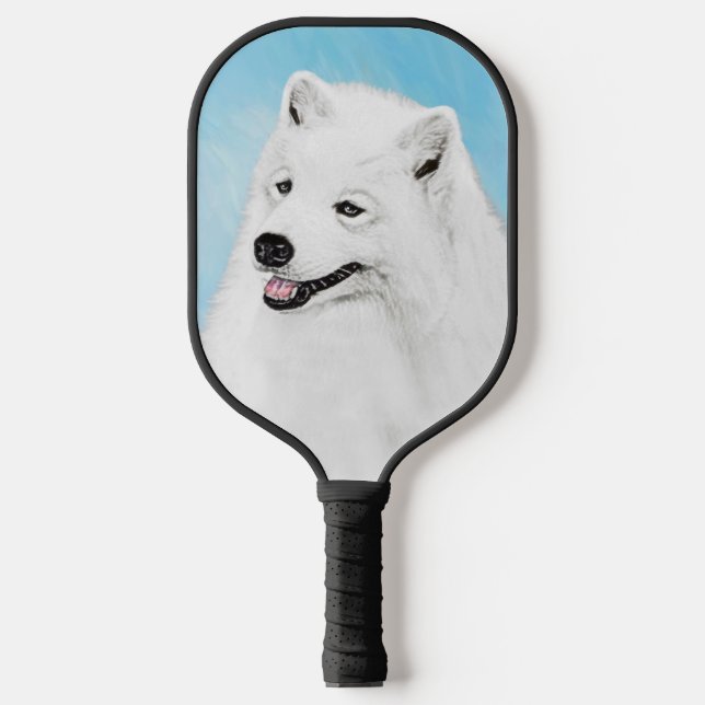 Samoyed Painting - Cute Original Dog Art Pickleball Paddle (Front)
