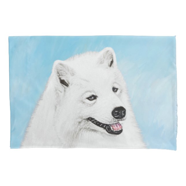Samoyed Painting - Cute Original Dog Art Pillowcase (Front)