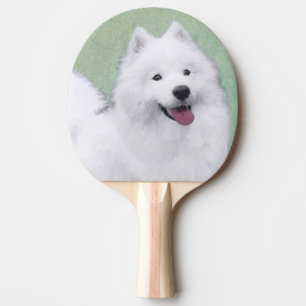 Samoyed Painting - Cute Original Dog Art Ping Pong Paddle
