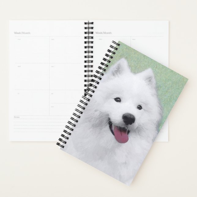 Samoyed Painting - Cute Original Dog Art Planner (Display)