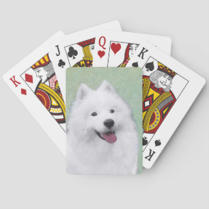 Samoyed Painting - Cute Original Dog Art Playing Cards