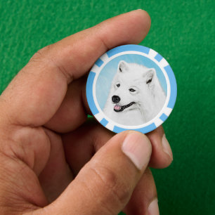 Samoyed Painting - Cute Original Dog Art Poker Chips