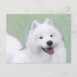 Samoyed Painting - Cute Original Dog Art Postcard
