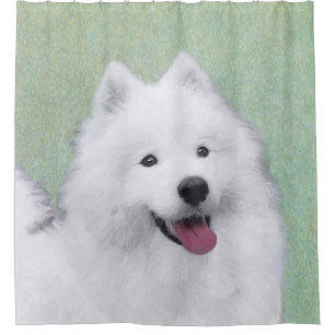 Samoyed Painting - Cute Original Dog Art Shower Curtain