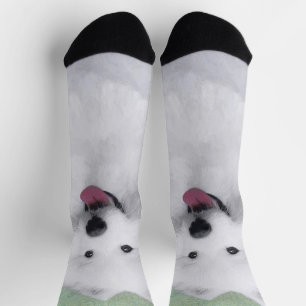 Samoyed Painting - Cute Original Dog Art Socks