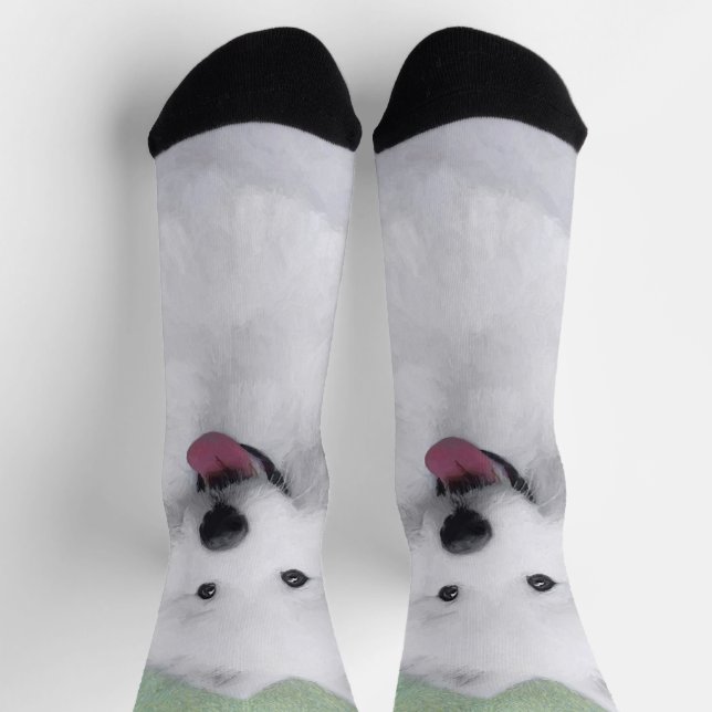Samoyed Painting - Cute Original Dog Art Socks (Top)