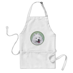 Samoyed Painting - Cute Original Dog Art Standard Apron