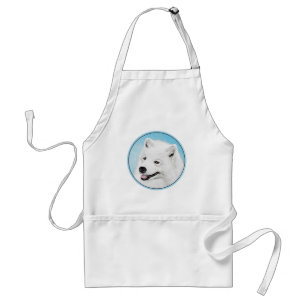 Samoyed Painting - Cute Original Dog Art Standard Apron