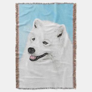 Samoyed Painting - Cute Original Dog Art Throw Blanket