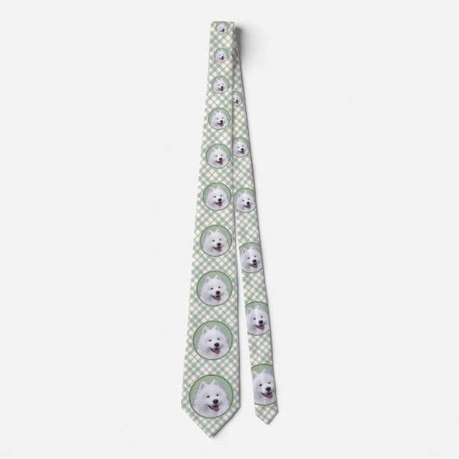 Samoyed Painting - Cute Original Dog Art Tie (Front)