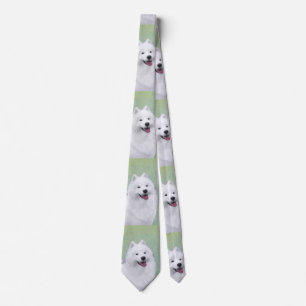 Samoyed Painting - Cute Original Dog Art Tie