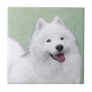 Samoyed Painting - Cute Original Dog Art Tile