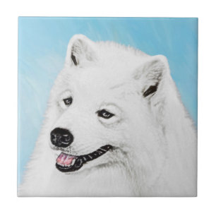 Samoyed Painting - Cute Original Dog Art Tile