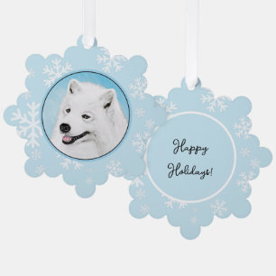 Samoyed Painting - Cute Original Dog Art Tree Decoration Card