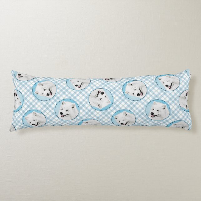 Samoyed Painting White Cute Original Pet Dog Art Body Cushion (Front)
