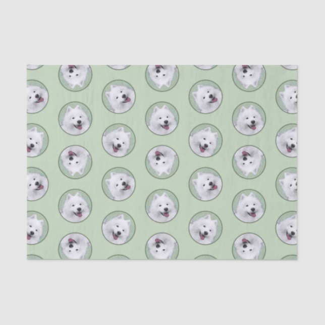 Samoyed Painting White Cute Original Pet Dog Art Tissue Paper (Front)