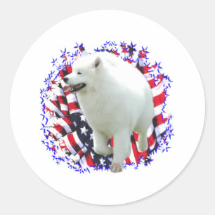 Samoyed Patriot Classic Round Sticker
