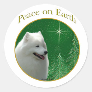 Samoyed Peace Classic Round Sticker