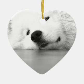 Samoyed Photo Dog White Ceramic Tree Decoration