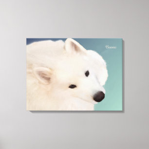 Samoyed Portrait 24." x 16."x 1.5" Wrapped Canvas