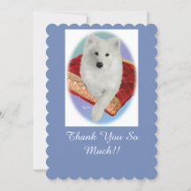 Samoyed Portrait,Scalloped  Flat Greeting Card