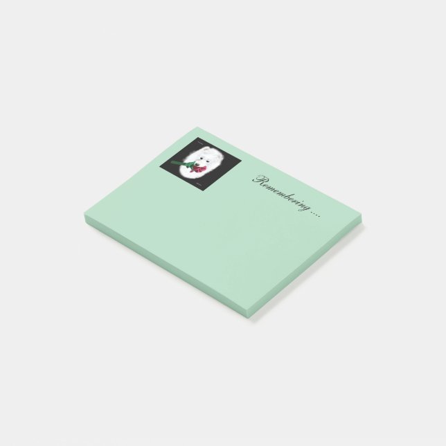 Samoyed Post-it Notes 3M, 4X3 inch. "Remembering" (Angled)