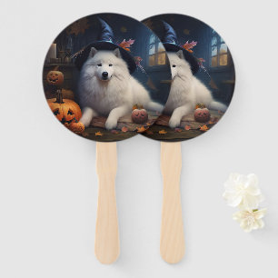 Samoyed Pumpkins Halloween Scary Hand Fan