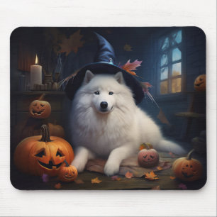 Samoyed Pumpkins Halloween Scary Mouse Mat