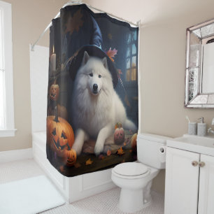 Samoyed Pumpkins Halloween Scary Shower Curtain