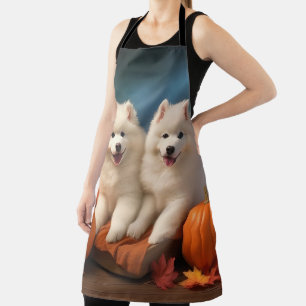 Samoyed Puppy Autumn Delight Pumpkin Apron
