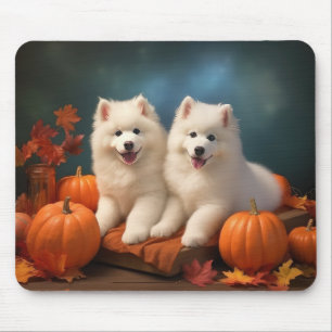 Samoyed Puppy Autumn Delight Pumpkin  Mouse Mat