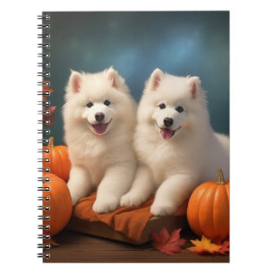 Samoyed Puppy Autumn Delight Pumpkin Notebook