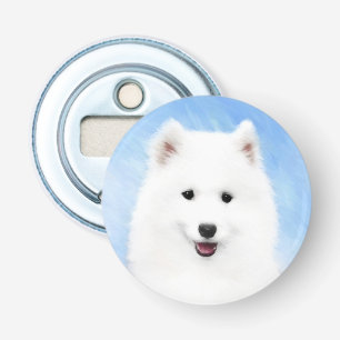 Samoyed Puppy Painting - Cute Original Dog Art Bottle Opener