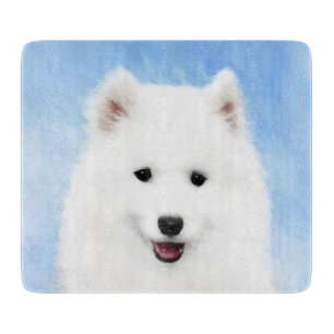 Samoyed Puppy Painting - Cute Original Dog Art Cutting Board
