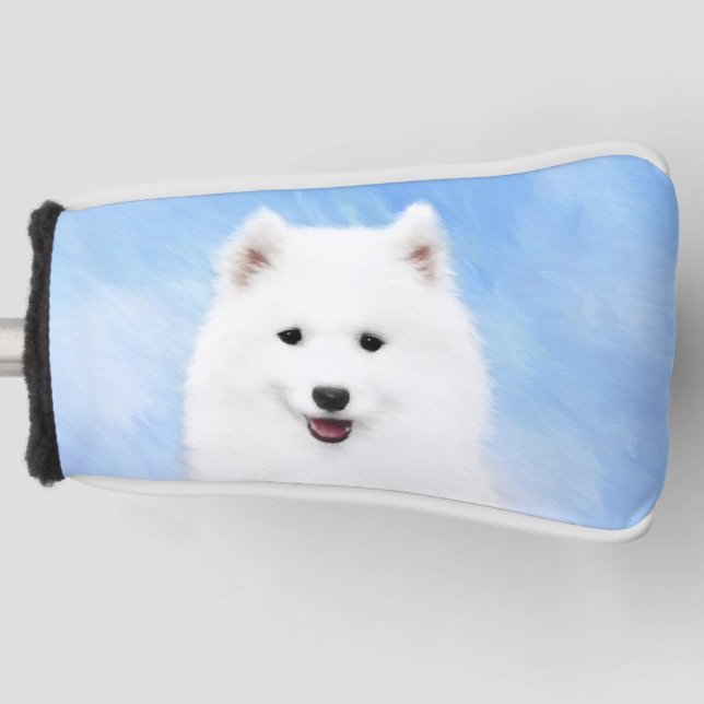 Samoyed Puppy Painting - Cute Original Dog Art Golf Head Cover (Front)