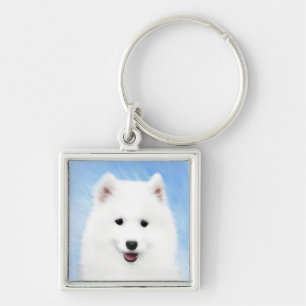Samoyed Puppy Painting - Cute Original Dog Art Key Ring