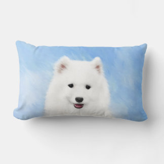 Samoyed Puppy Painting - Cute Original Dog Art Lumbar Cushion