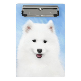 Samoyed Puppy Painting - Cute Original Dog Art Mini Clipboard