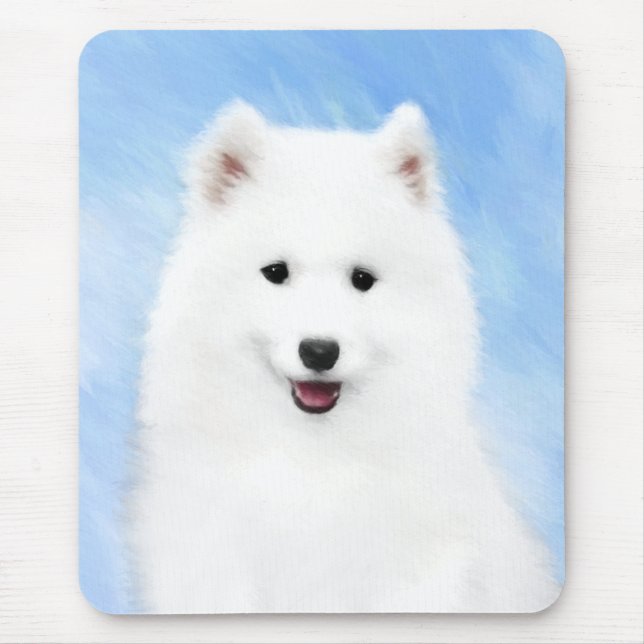Samoyed Puppy Painting - Cute Original Dog Art Mouse Mat (Front)