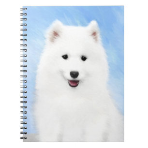 Samoyed Puppy Painting - Cute Original Dog Art Notebook