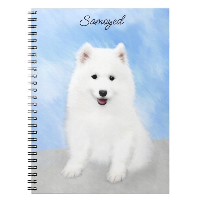 Samoyed Puppy Painting - Cute Original Dog Art Notebook (Front)