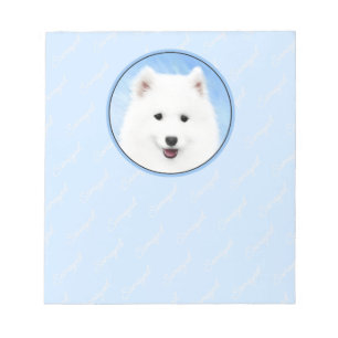Samoyed Puppy Painting - Cute Original Dog Art Notepad