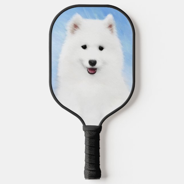 Samoyed Puppy Painting - Cute Original Dog Art Pickleball Paddle (Front)
